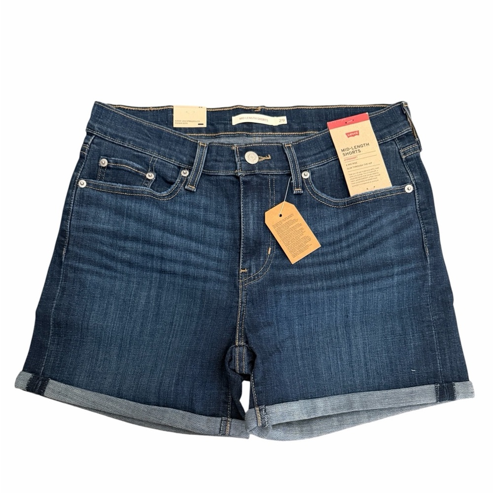 Levi's Dark Blue Cuffed Denim Shorts